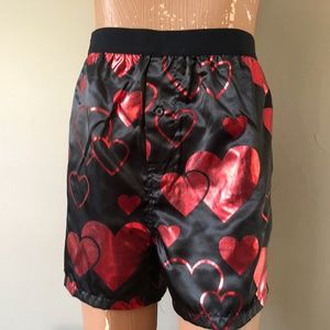 Mens Satiny Heart Boxers Plus Size 2X